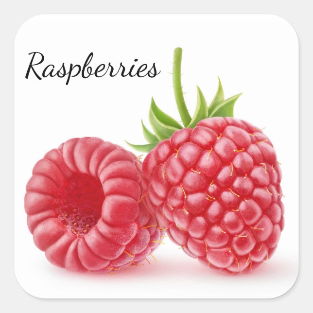 Raspberries Square Sticker (Front)