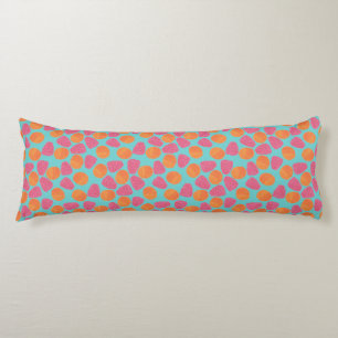 Raspberries Tangerines on Bright Turquoise Blue Body Pillow
