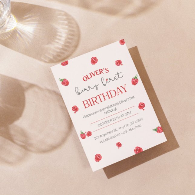 Raspberry 1er anniversaire Invitation (Créateur téléchargé)