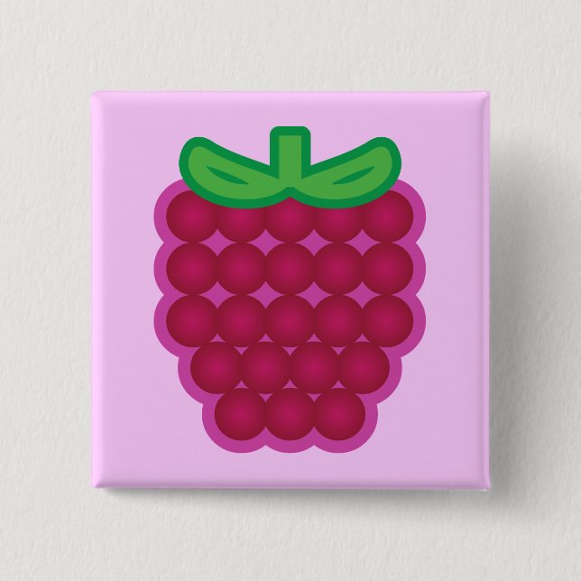 Raspberry 2 Inch Square Button (Front)