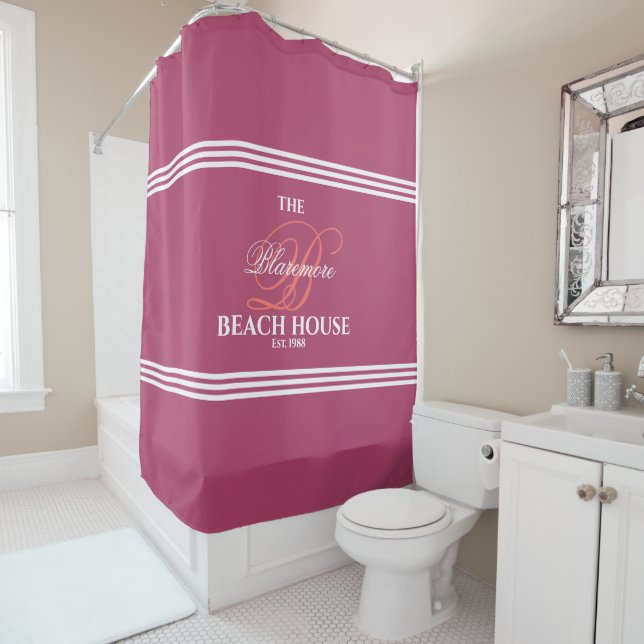 Raspberry and Coral Initial White Stripes Bath (In Situ)