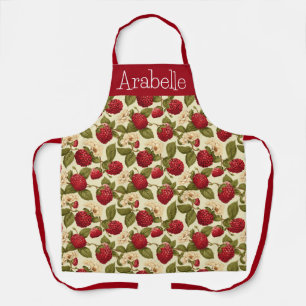 Raspberry and Cream Floral Apron