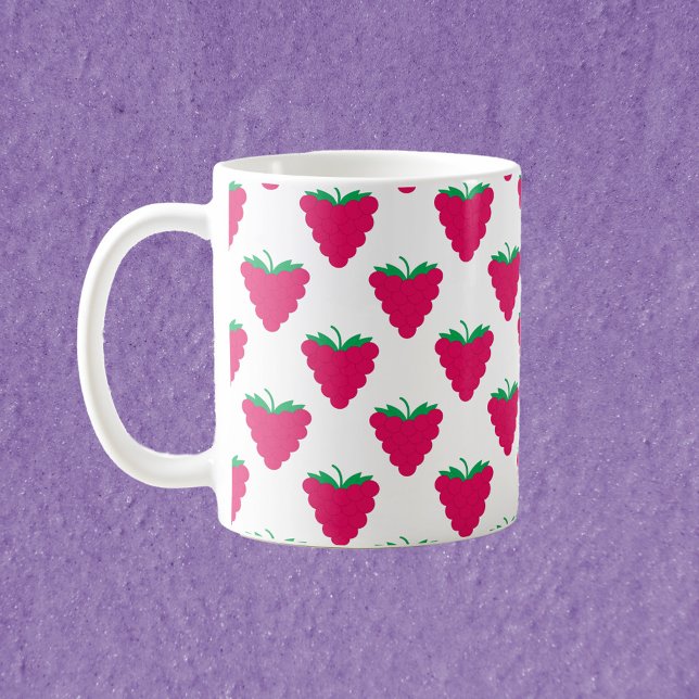 Raspberry Berry Pink Fruit Pattern Coffee Mug (A mug with a raspberry pattern)
