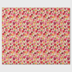 Raspberry Berry Summer Watercolor Wrapping Paper