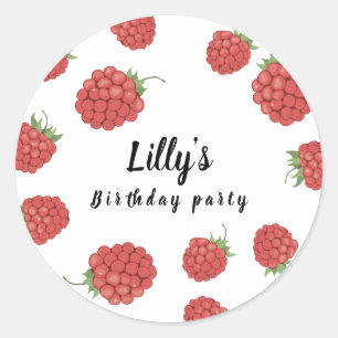 Raspberry birthday  classic round sticker