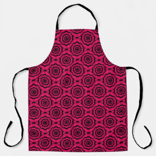 Raspberry Black Flower Seamless Pattern Apron