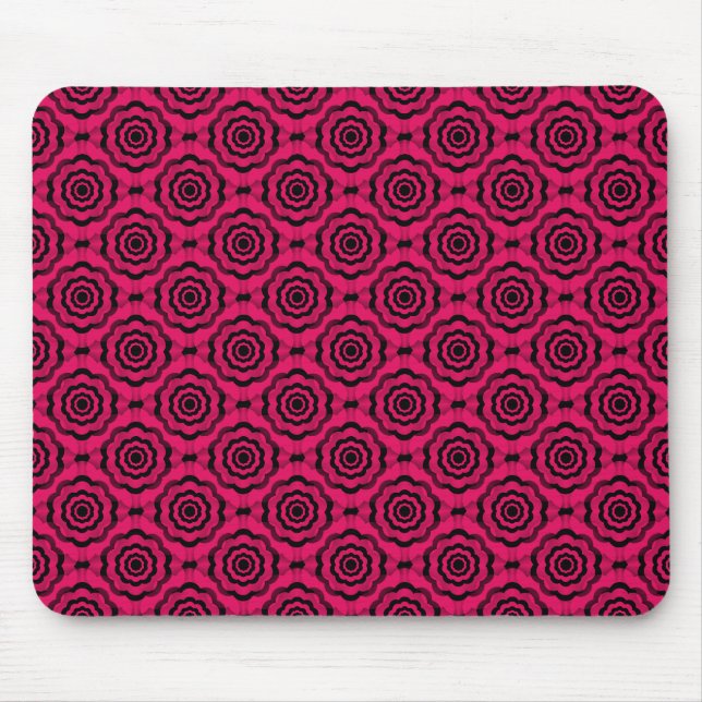 Raspberry Black Flower Seamless Pattern Mouse Pad (Front)