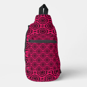 Raspberry Black Flower Seamless Pattern Sling Bag