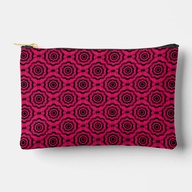 Raspberry Black Flower Seamless Pattern Small Accessory Pouch (Front)