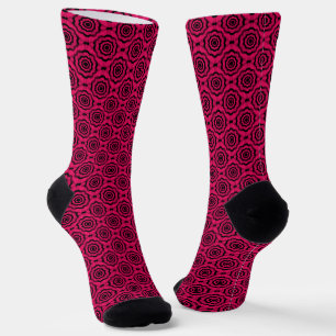 Raspberry Black Flower Seamless Pattern Socks