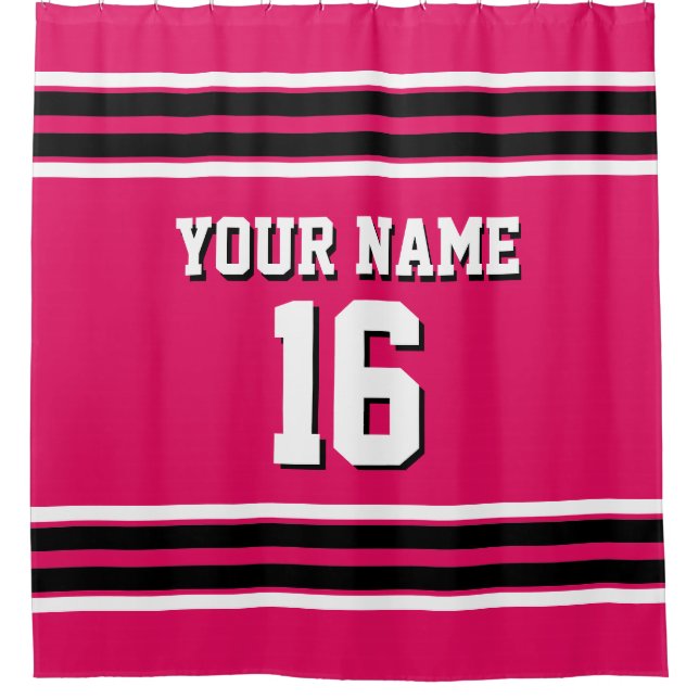 Raspberry Black White Stripes Sports Jersey (Front)