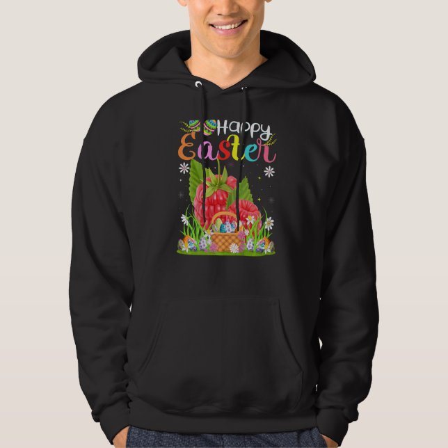 Raspberry Bunny Egg Hunting Funny Raspberry Happy  Hoodie (Front)