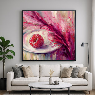 Raspberry Burst - Stylish Abstract Still Life Art Poster