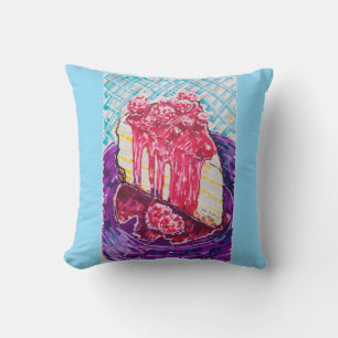 Raspberry Cake Throw Pillow