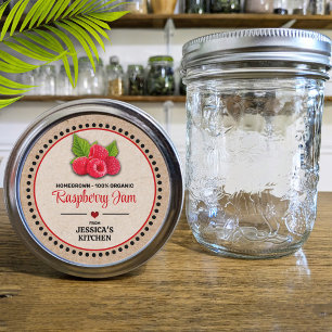 Raspberry Canning Jar Kraft Paper Style Label