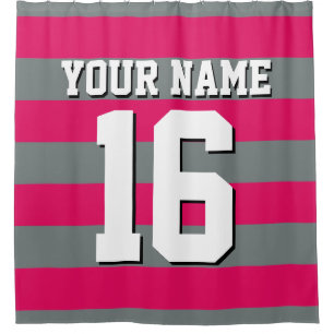 Raspberry Charcoal Sports Jersey Preppy Stripe