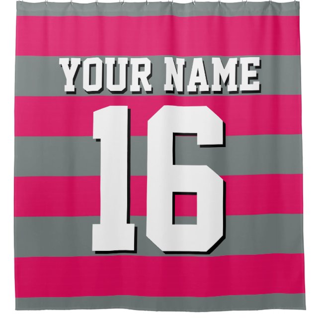 Raspberry Charcoal Sports Jersey Preppy Stripe (Front)
