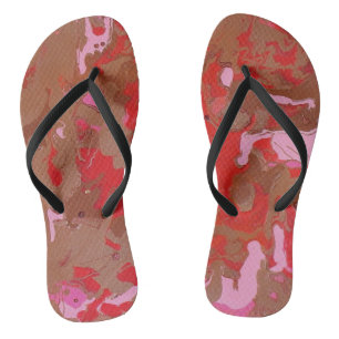 Raspberry Chocolate Maderi Abstract Flip Flops