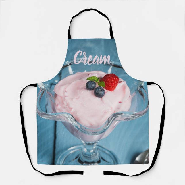 Raspberry Cream Dessert with mint and fruits gift  Apron (Front)