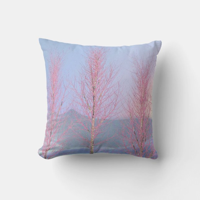 Raspberry Creme Birch Throw Pillow (Front)