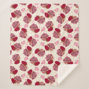 Raspberry Cupcakes Sherpa Blanket