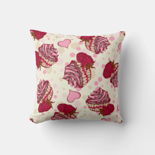 Raspberry Cupcakes Throw Pillow