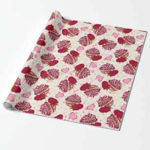 Raspberry Cupcakes Wrapping Paper