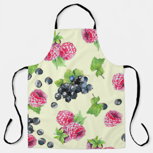 Raspberry, currant watercolor pattern apron
