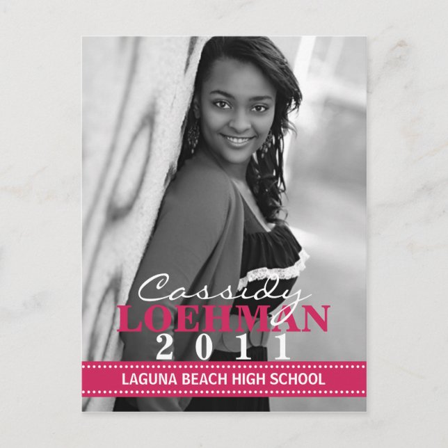 Raspberry Custom Photo Graduation Announcement (Front)