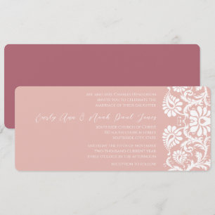 Raspberry Damask Swirls Wedding Invitation