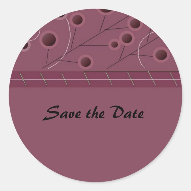 Raspberry Floral Save the Date Sticker (Front)
