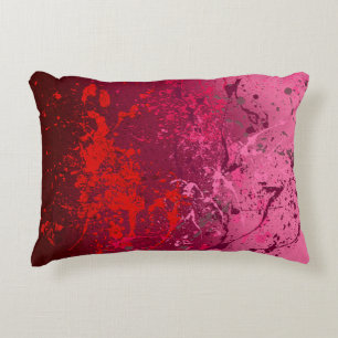 Raspberry Flurry: Abstract spatter art Accent Pillow
