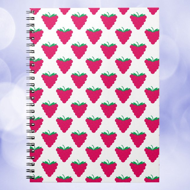 Raspberry Fruit Berry Pattern Notebook (A notebook with a pattern of pink raspberries)