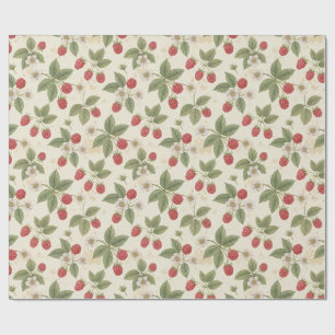 Raspberry Fruit Bunches with Leaves and Blossom  Wrapping Paper