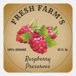 Raspberry Fruit Canning Jam Label