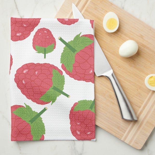 Raspberry Fruit Design Kitchen Towel (Quarter Fold)