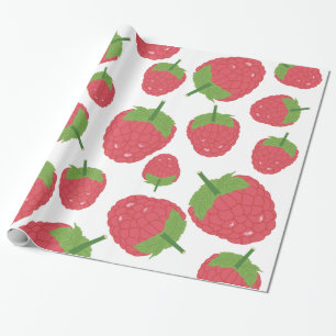 Raspberry Fruit Design Wrapping Paper