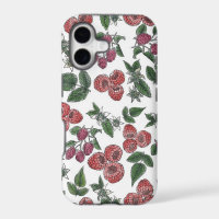 Raspberry Fruit Leaves Illustration Pattern