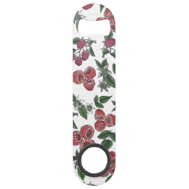 Raspberry Fruit Leaves Illustration Pattern Bar Key (Front)