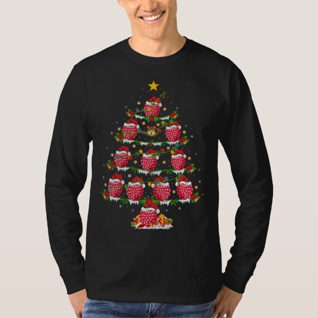 Raspberry Fruit Lover Xmas Lighting Raspberry Chri T-Shirt (Front)