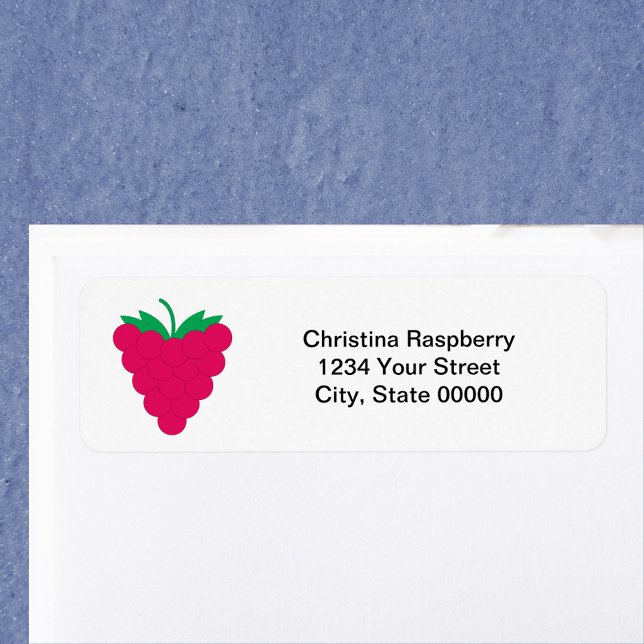 Raspberry Fruit Pink Personalize Return Address (A return address label with a raspberry and text you can personalize!)