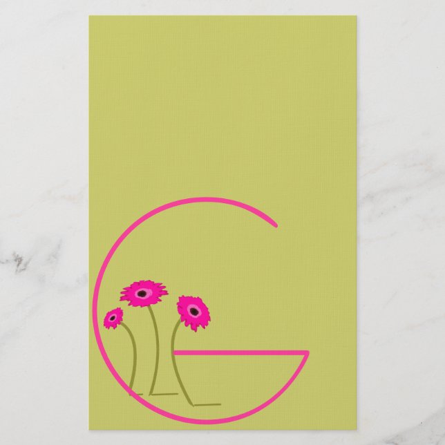 Raspberry Gerber Daisy Stationery (Front)