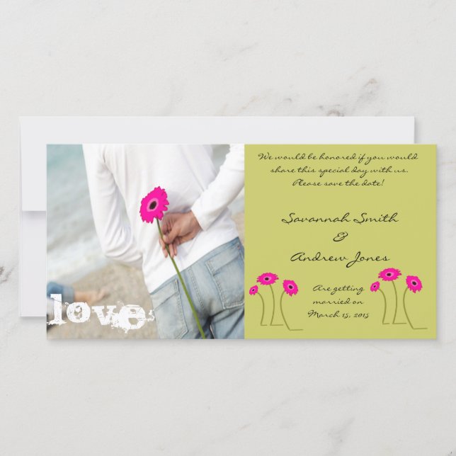 Raspberry Gerbers on Lime Save The Date (Front)