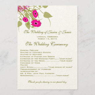 Raspberry Gerbers Wedding Program