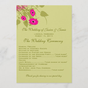 Raspberry Gerbers Wedding Program