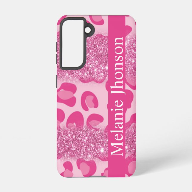 Raspberry Glitter Glam  Rose Gold  Monogram Samsung Galaxy S21 Case (Back)