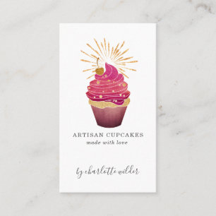 Raspberry Gold Cupcake Baker Bakery Pastry Chef  Business Card