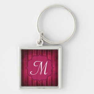 Raspberry Gold Stripe Modern Hot Pink Key Chain