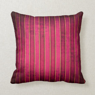 Raspberry Gold Stripe Modern Throw Couch Pillow