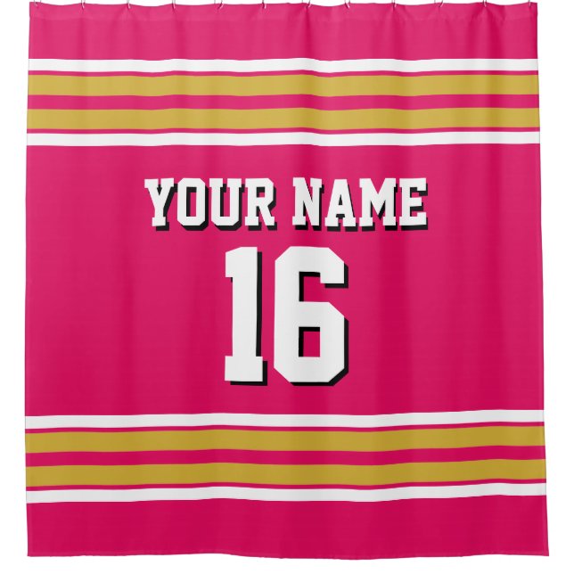 Raspberry Gold White Stripes Sports Jersey (Front)